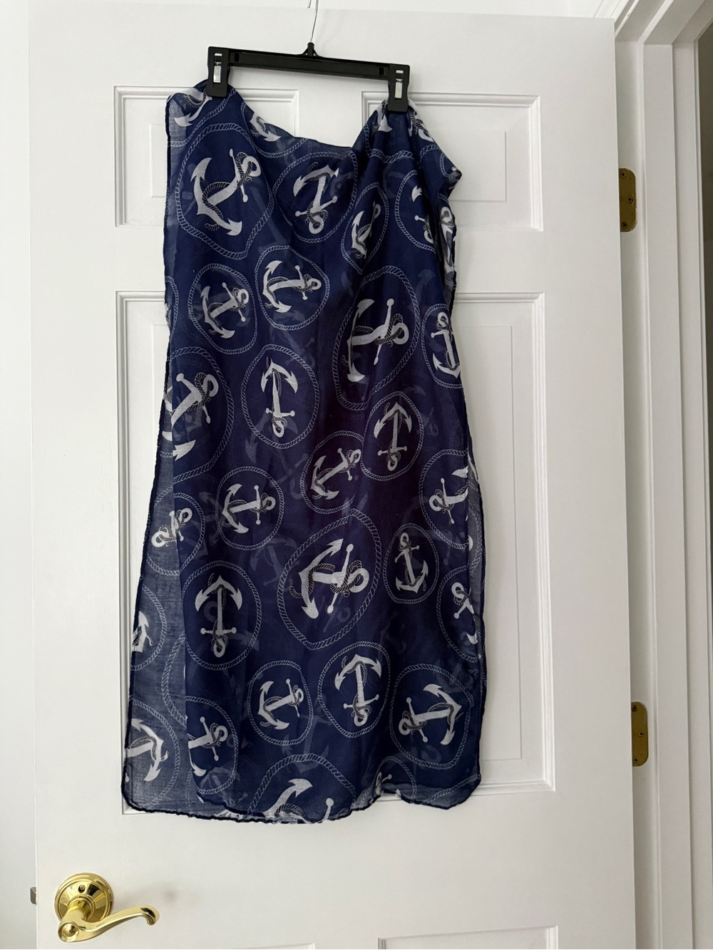Navy Anchor print scarf 68x20”